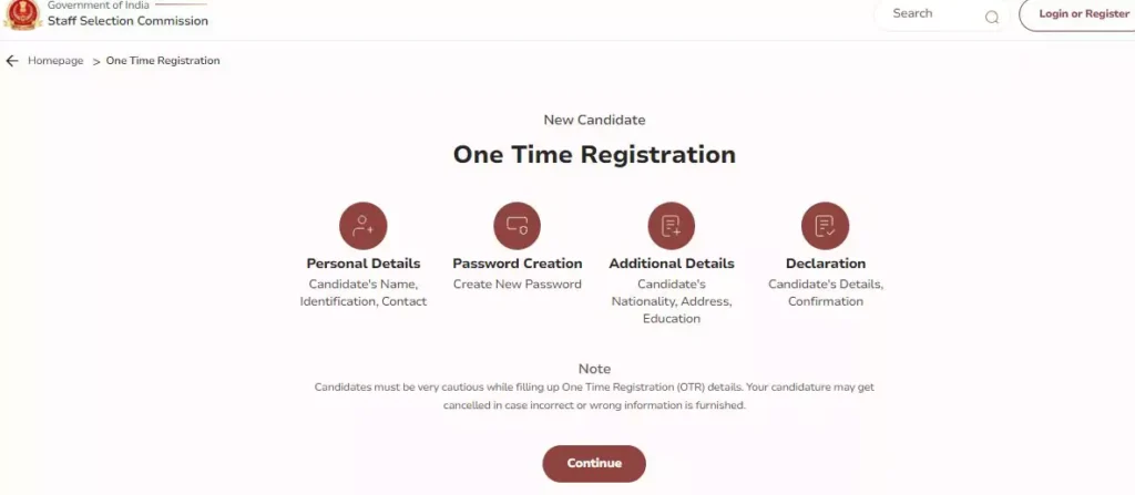 SSC OTR Registration 2024
