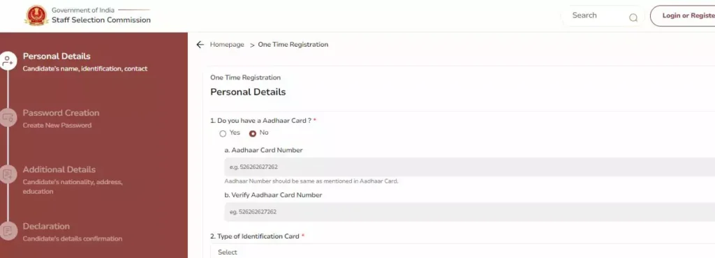 SSC OTR Registration 2024 2