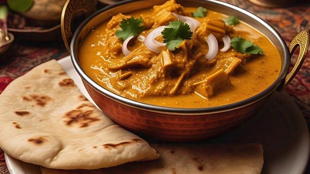 jackfruit gravy curry garnished with cilantro leaves 3 edited