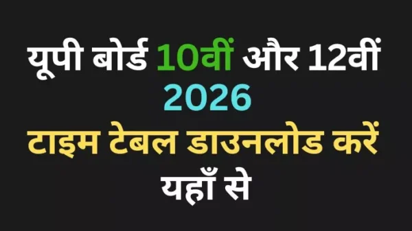 UP Board exam time table 2026: यूपी बोर्ड 10वीं और 12वीं की समय सारणी यहाँ से डाउनलोड करें